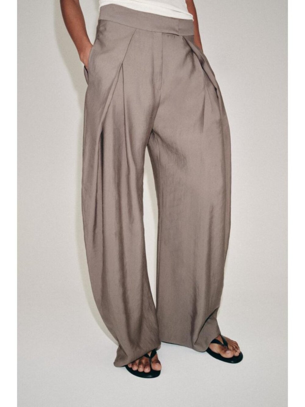 ZARA ZW COLLECTION PLEATED WIDE LEG PANTS - Picture 1 of 6